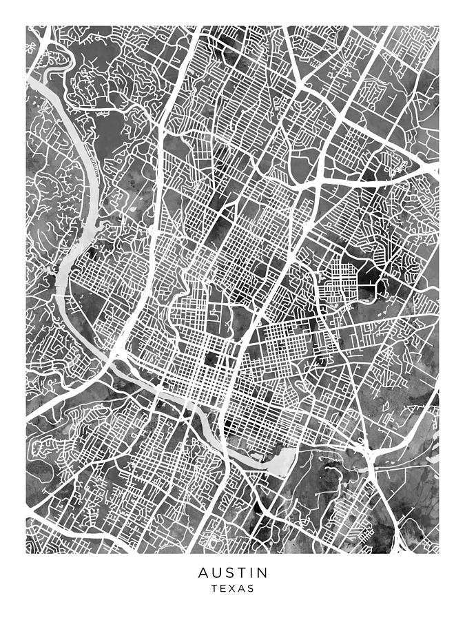 Austin Texas City Map 22 Digital Art By Michael Tompsett Fine Art