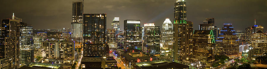 Austin Texas Cityscape Aerial Night Photo Photograph