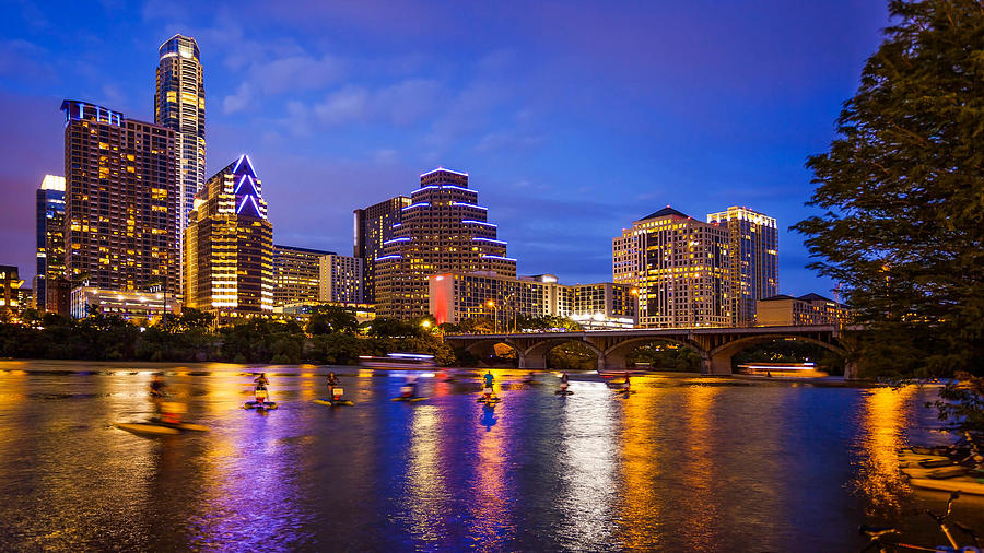 Austin, Texas Downtown Skyline at Night Photograph by CrackerClips