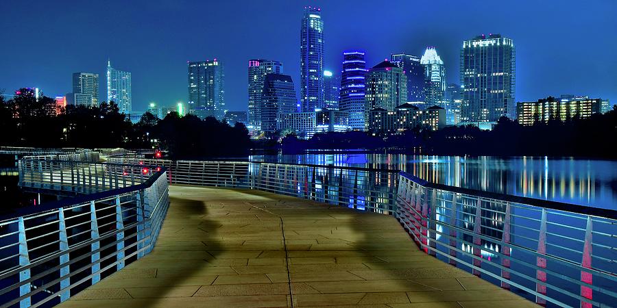 Austin Texas Night Riverwalk Pano Photograph