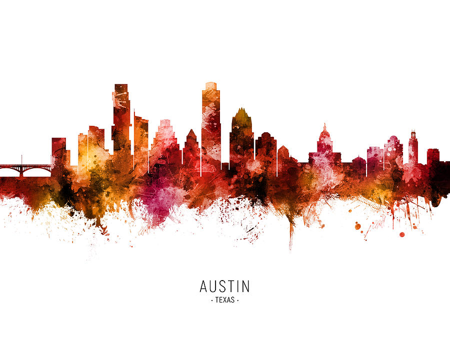 Austin Texas Skyline #61b Digital Art by Michael Tompsett