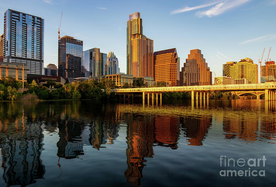 Austin Texas Skyline at Golden Hour -A Stunning Reflection Photograph by Brigitte Blanchette Thompson Austin Texas Skyline at Golden Hour -A Stunning Reflection Photograph by Brigitte Blanchette Thompson