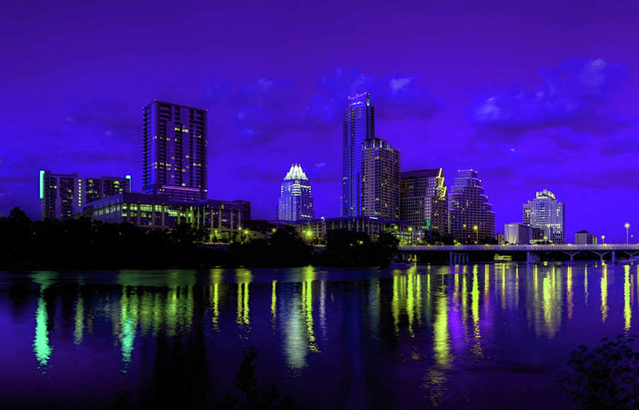Austin Mixed Media - Austin, Texas Skyline at Night by Dan Haraga