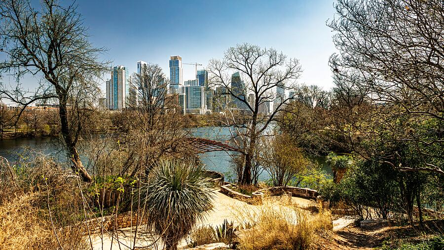 Austin, Texas Skyline from Zilker Park - Urban and Nature Fusion Photograph by Brigitte Blanchette Thompson Austin, Texas Skyline from Zilker Park - Urban and Nature Fusion Photograph by Brigitte Blanchette Thompson