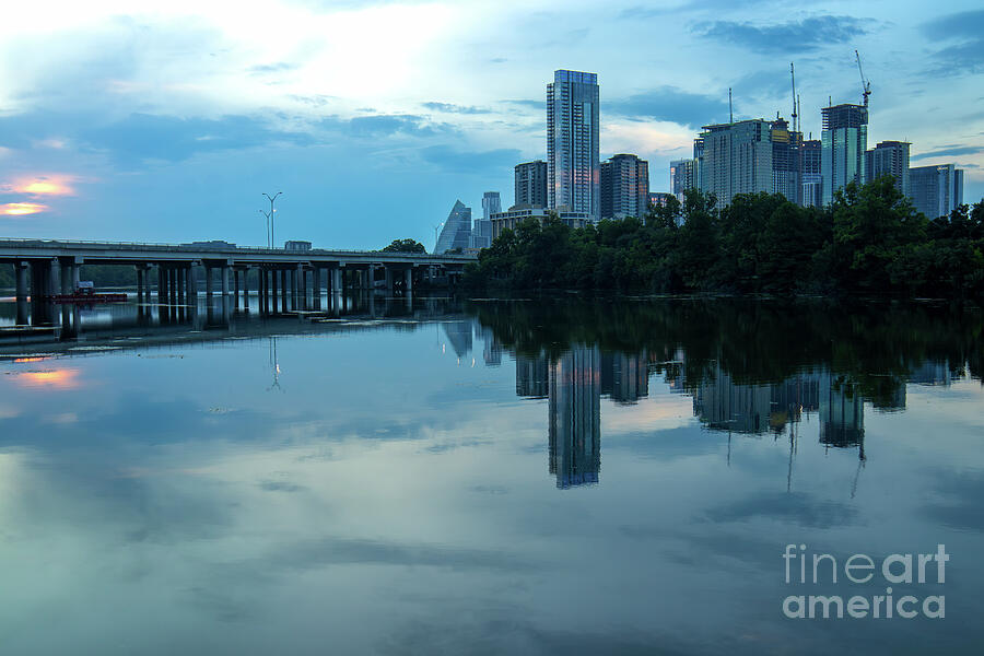 Austin Texas Skyline with Reflections on Calm Water of Lady Bird Lake Photograph by Brigitte Blanchette Thompson Austin Texas Skyline with Reflections on Calm Water of Lady Bird Lake Photograph by Brigitte Blanchette Thompson
