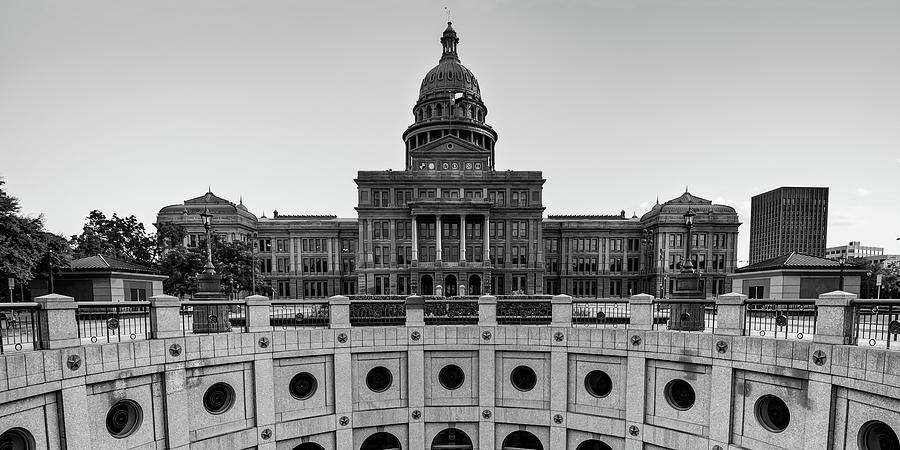 Capitol Building Photograph - Austin Texas State Capitol Building Monochrome Panorama by Gregory Ballos