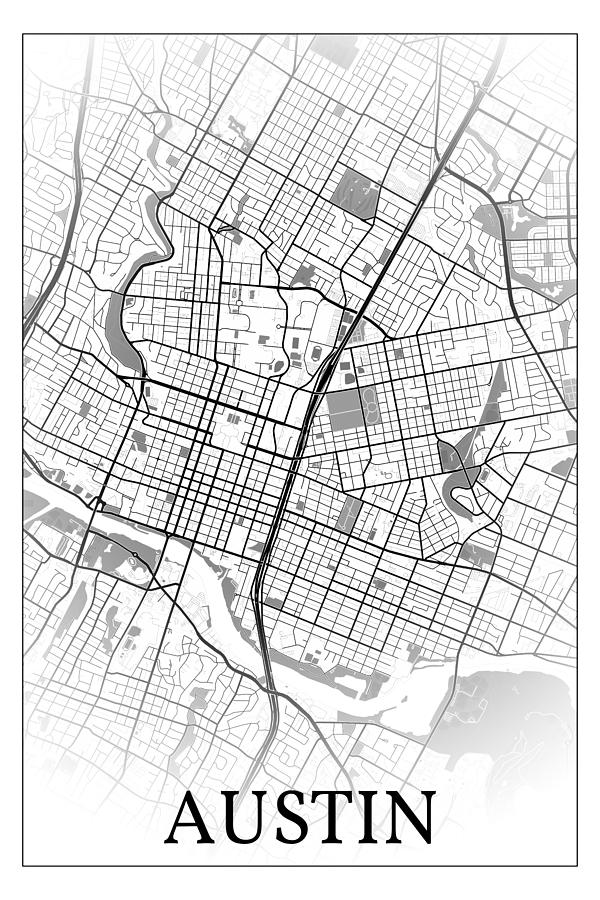 Austin Texas city map #002 Digital Art by Dandi Studio - Pixels