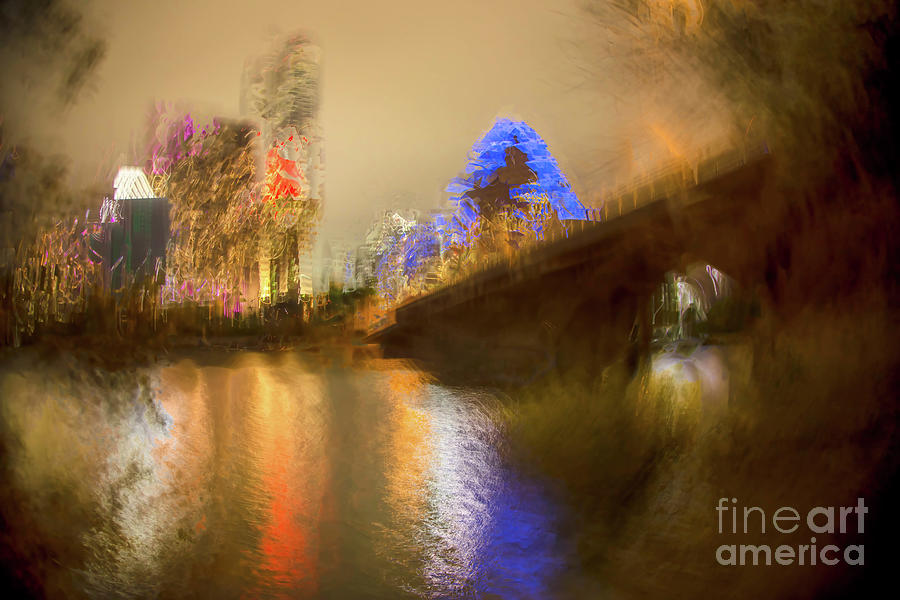Austin Town Lake Series- Nocturne in Red and Blue Photograph by Gary Holmes