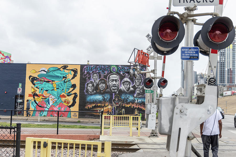 Austin TX Train Track Crossing and Mural  Photograph by John McGraw