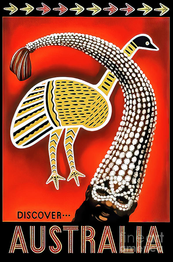 Australia Aboriginal Travel Poster 1953 Drawing