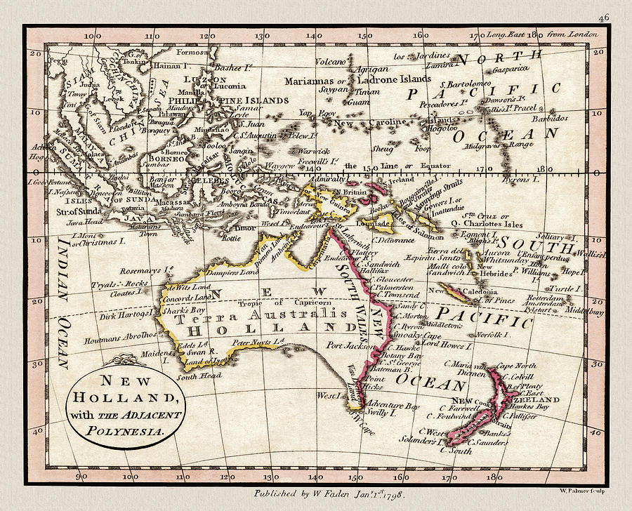 Australia and Polynesia Map 1798 Photograph by Phil Cardamone