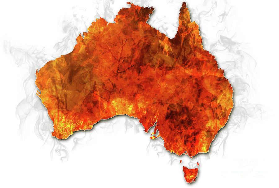 Australia bushfires Map Photograph by Benny Marty