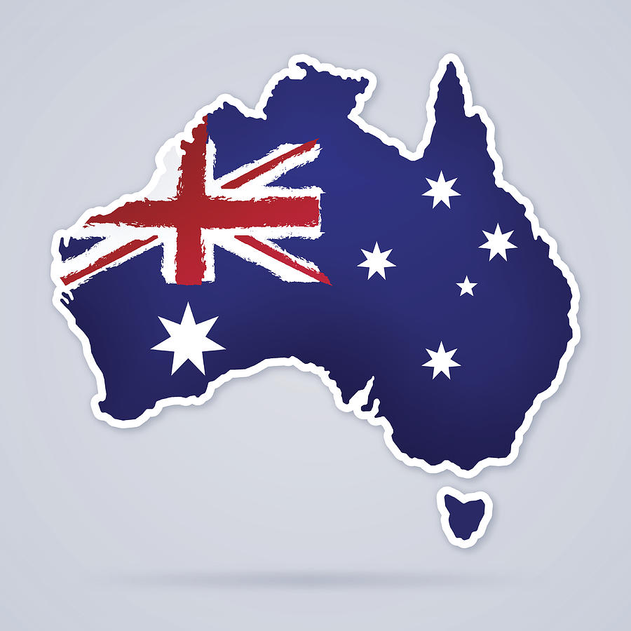 Australia Flag Map Drawing by Filo
