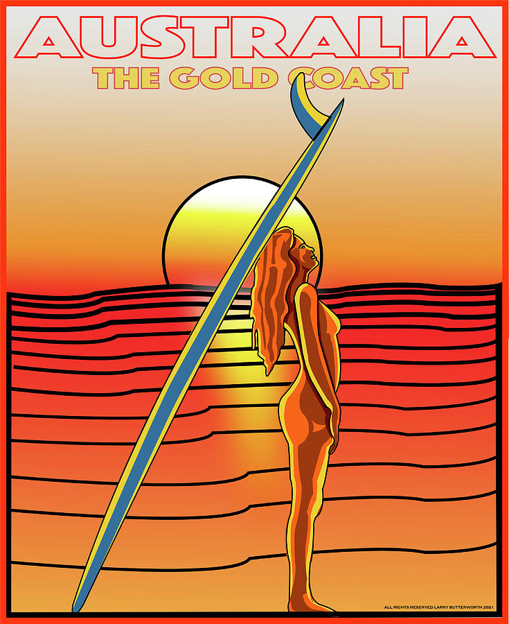 Australia Gold Coast Surfing Digital Art