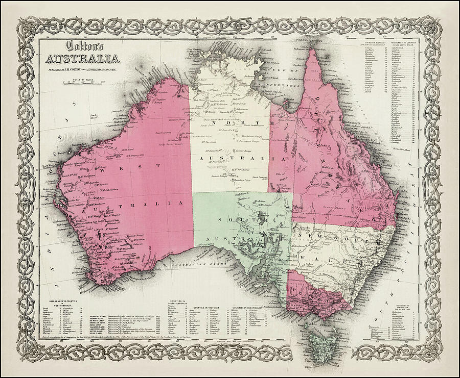 Vintage Photograph - Australia Historical Map 1855 by Carol Japp