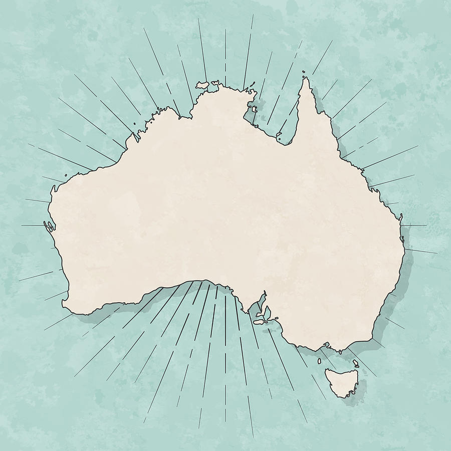 Australia map in retro vintage style - Old textured paper Drawing by Bgblue