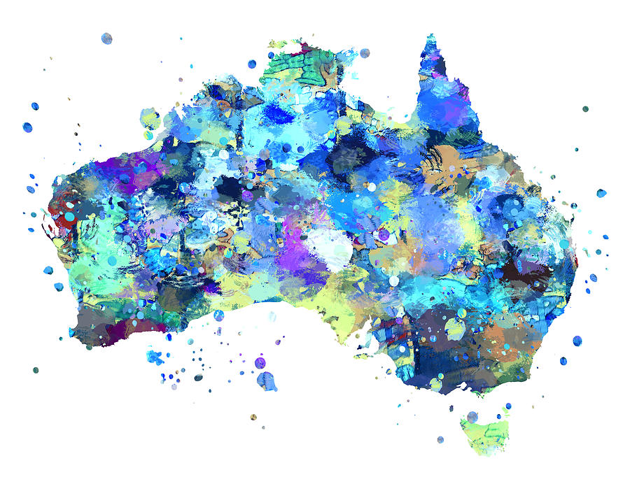 Australia Painting - Australia Map by Zuzi s Australia Painting - Australia Map by Zuzi s