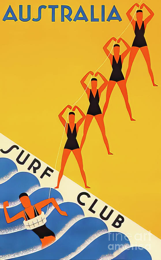 Australia Surf Club Travel Poster 1936 Drawing by M G Whittingham