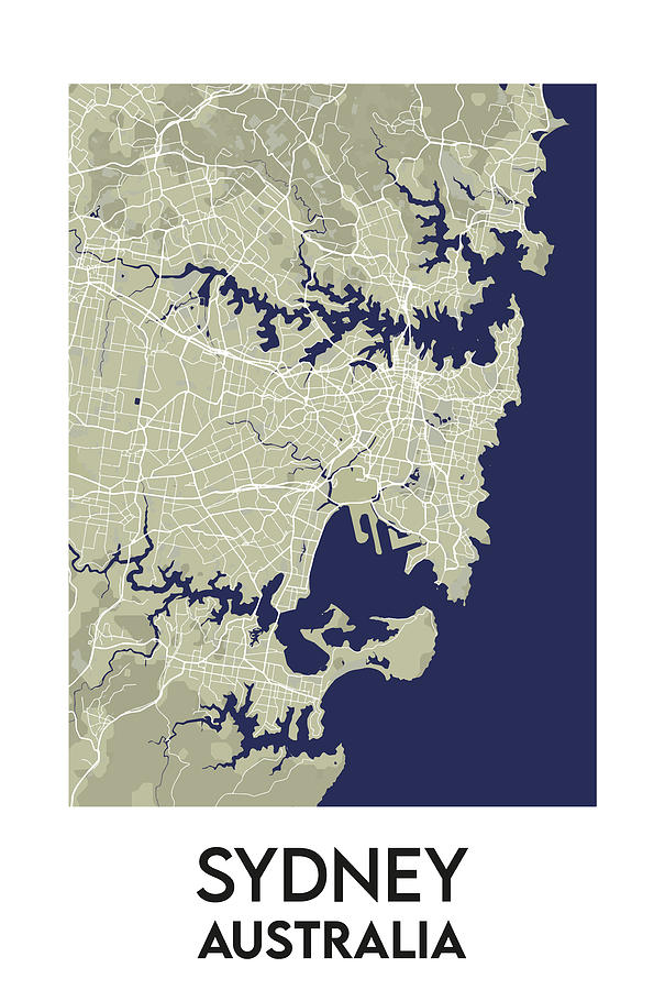 Australia Sydney city map Digital Art by Rich Seen - Fine Art America