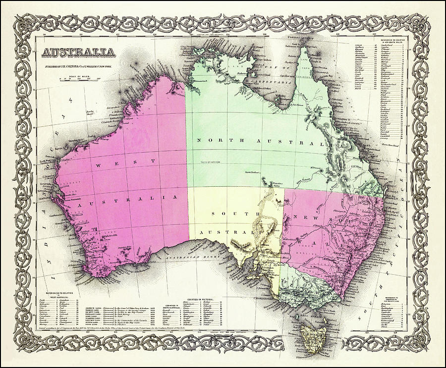Vintage Photograph - Australia Vintage Map 1855 by Carol Japp