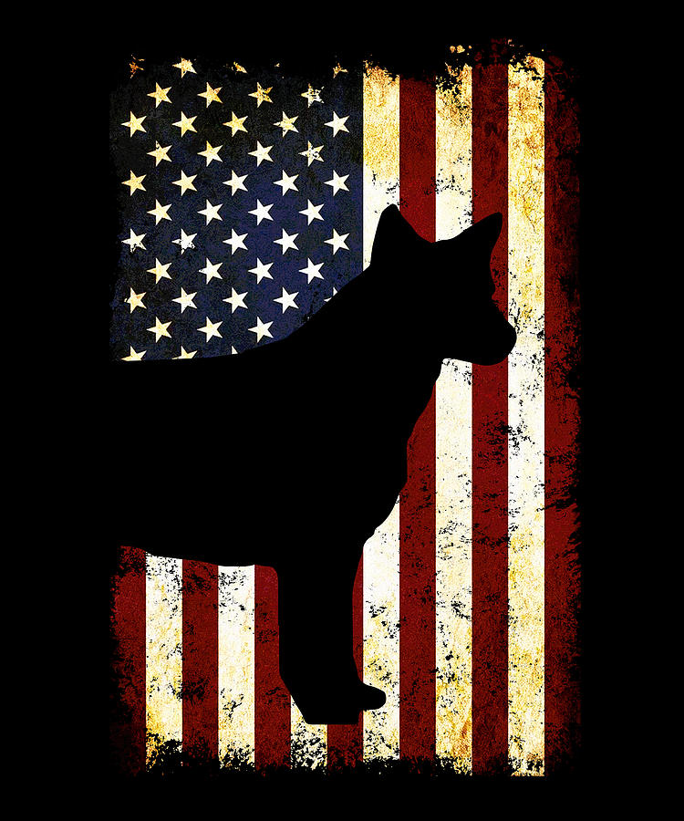 Australian Cattle Dog Silhouette American Flag Digital Art by Wowshirt ...