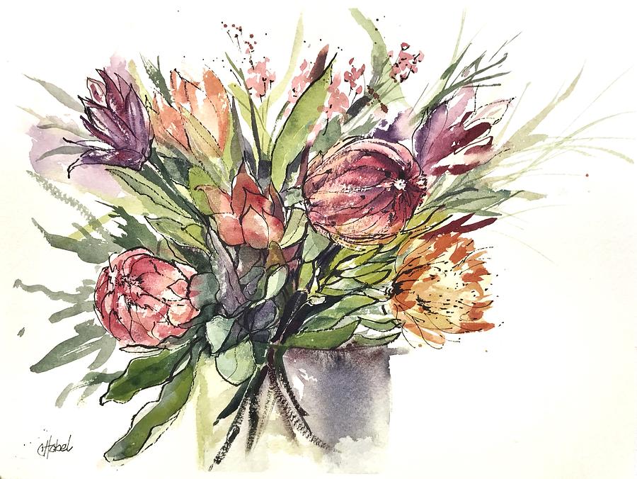 Australian flowers Painting by Chris Hobel