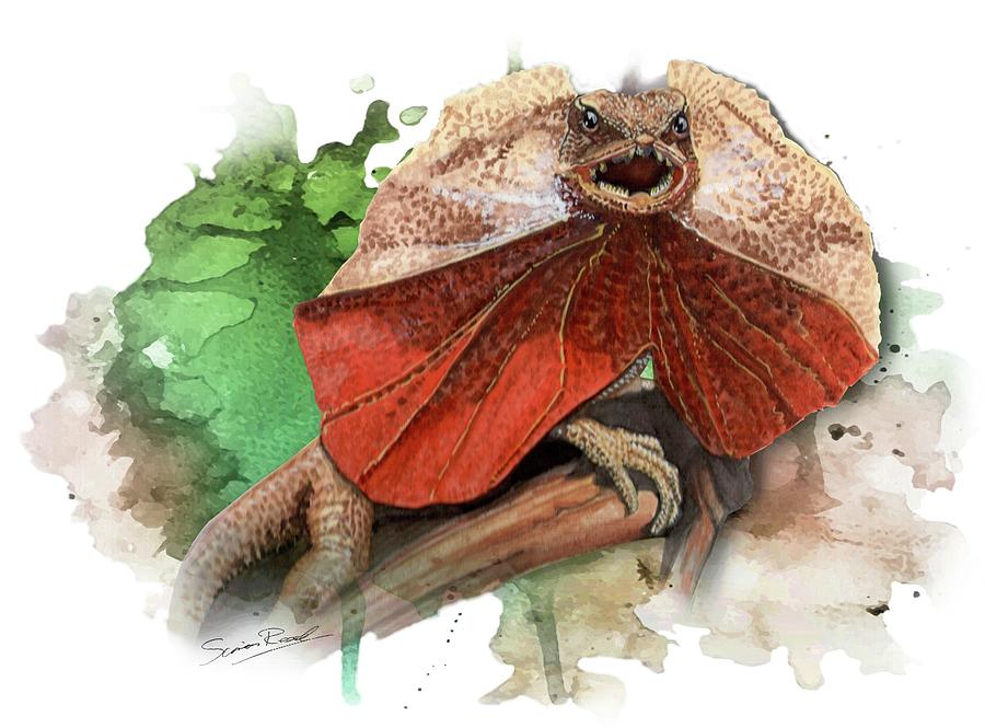 Australian Frilled Necked Lizard Painting by Simon Read