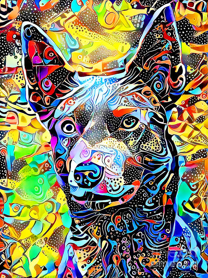 Sheep Photograph - Australian Kelpie Dog in Vibrant Contemporary Surreal Abstract Colors 20210206 by Wingsdomain Art and Photography