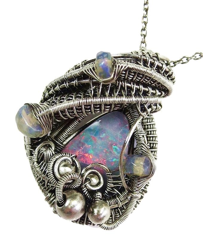 Australian Opal Pendant with Ethiopian Welo Opals Jewelry by Heather ...