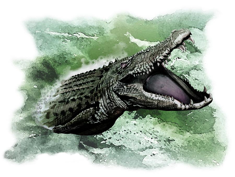 Australian Saltwater Crocodile Painting by Simon Read