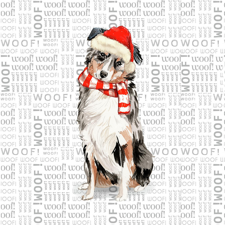 Australian Shepherd Christmas Dog Digital Art by Doreen Erhardt