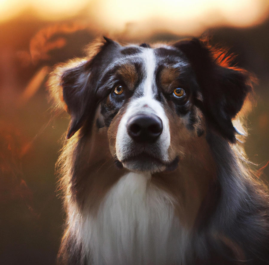 Australian Shepherd in the sunset Drawing by Mike Hering - Fine Art America