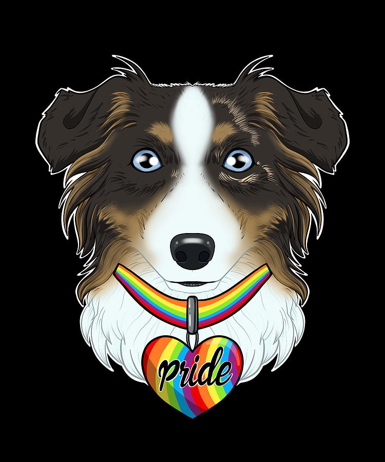 Australian Shepherd LGBTQ Flag I Gay Pride Flag Digital Art by Maximus