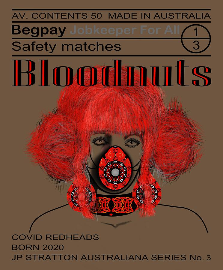 Typography Drawing - Australiana Iconic Matches Bloodnut Female III Gold by Joan Stratton