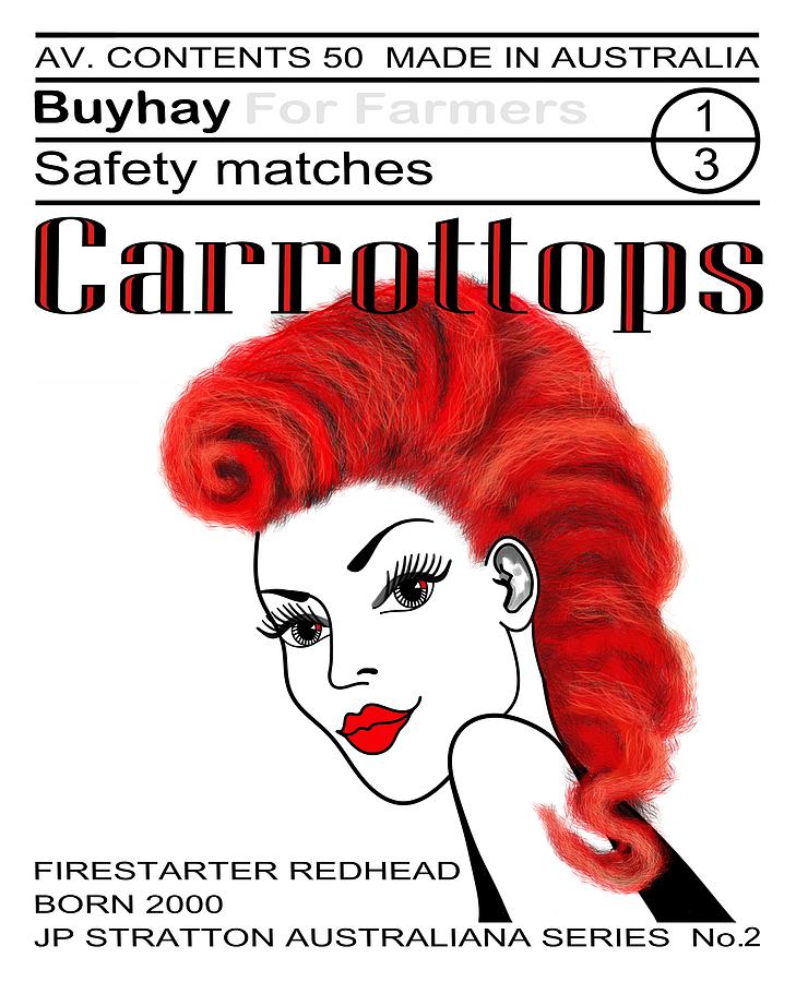 Australiana Iconic Matches Carrot Top Female II Drawing by Joan Stratton