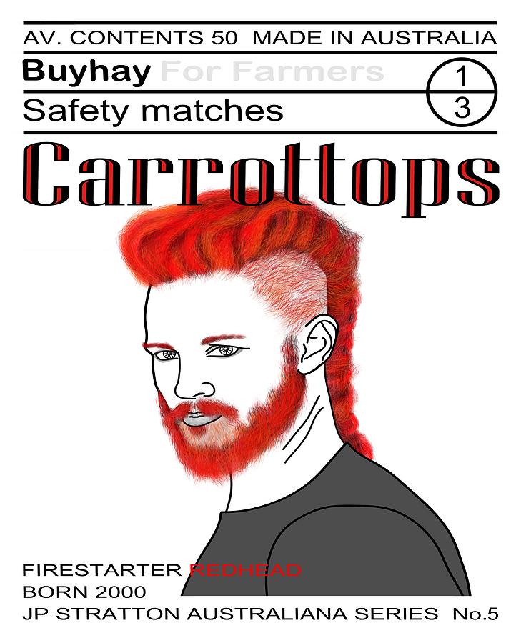 Australiana Iconic Matches Carrot Top Male II Drawing by Joan Stratton