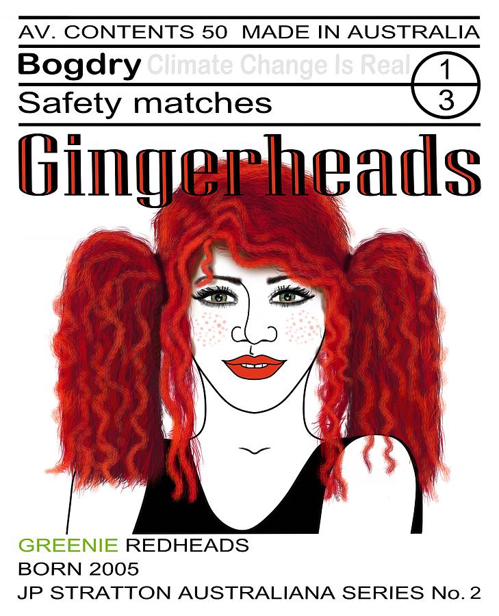 Australiana Iconic Matches Gingerhead Female II Drawing by Joan Stratton