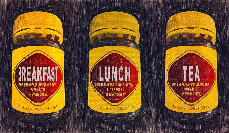 Tea Drawing - Australiana Pop Art Breakfast Lunch Tea by Joan Stratton