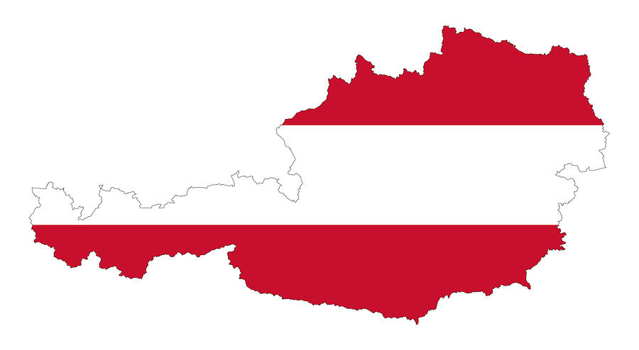 Austria Flag Map Digital Art by A Z - Fine Art America