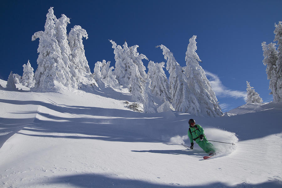 Austria, Tirol, Kitzbuehel, Man doing telemark Skiing Photograph by Westend61