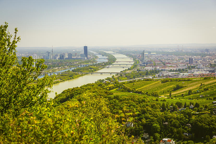 Austria, Vienna with Danube river, view from Leopoldsberg Photograph by Westend61