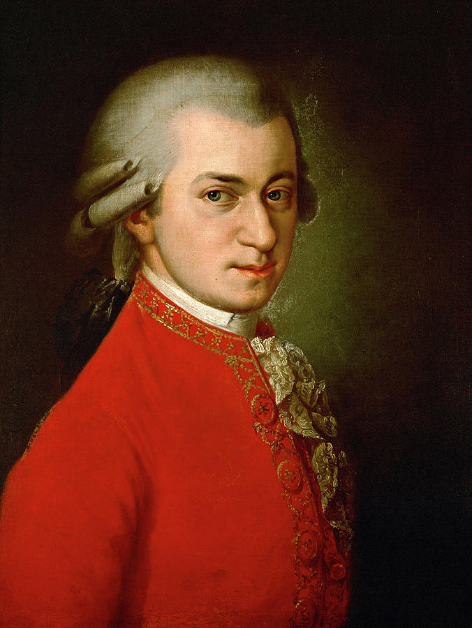 Austrian composer Wolfgang Amadeus Mozart. Painting by Barbar Krafft. 1819. BARBARA KRAFFT. Painting by Album