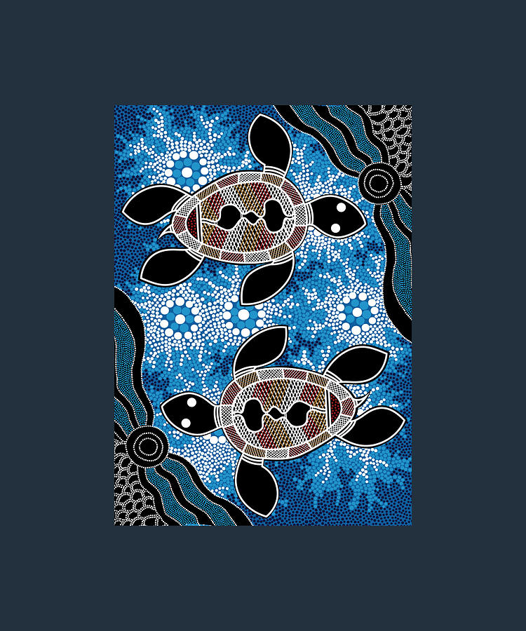 Authntic Aboriginal Art Sa Turtls Baby Painting by Khan Reynolds | Fine ...