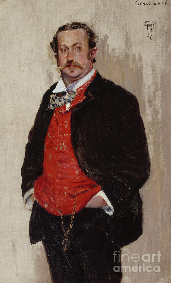 Author Alexander Kielland, 1887 Painting by O Vaering by Eilif Peterssen