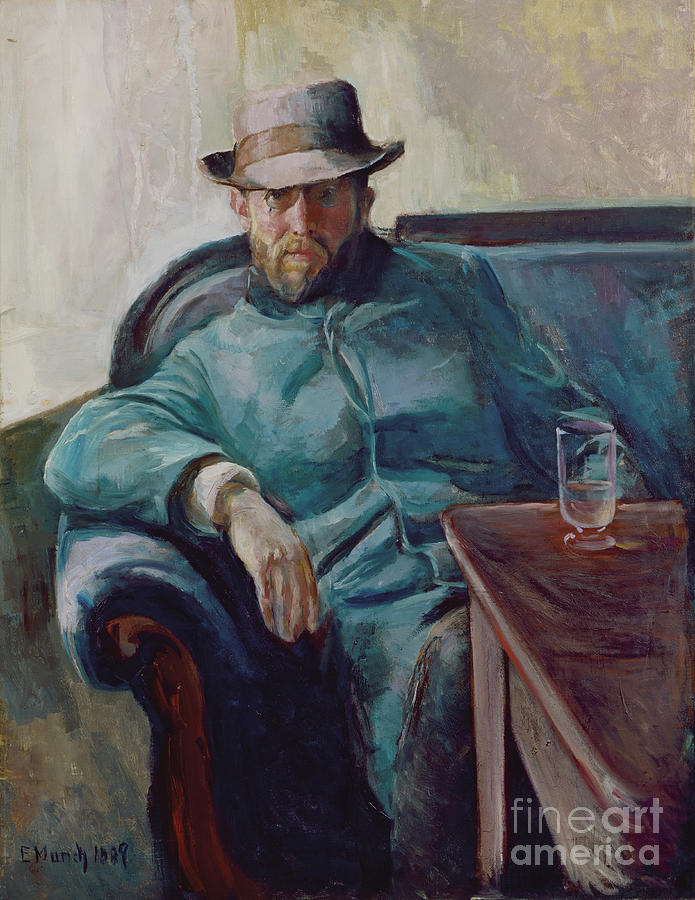 Author Hans Jaeger, 1889 Painting by O Vaering by Edvard Munch