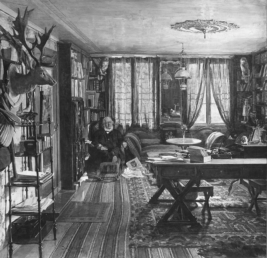 Author Peter Christen Asbjornsen in his home, 1885 Painting by O Vaering by Jacob Gloersen
