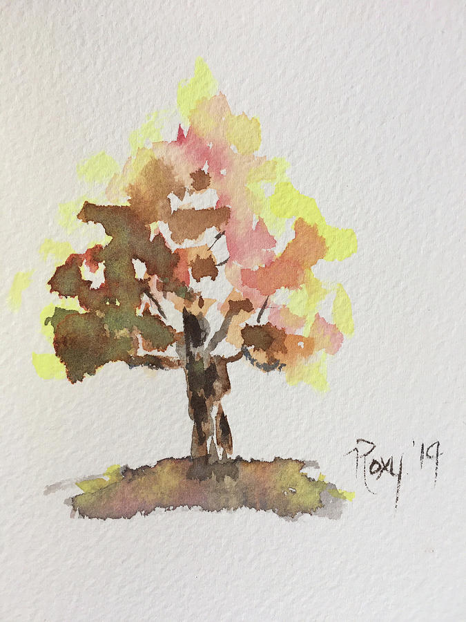 Autumn Tree Painting by Roxy Rich