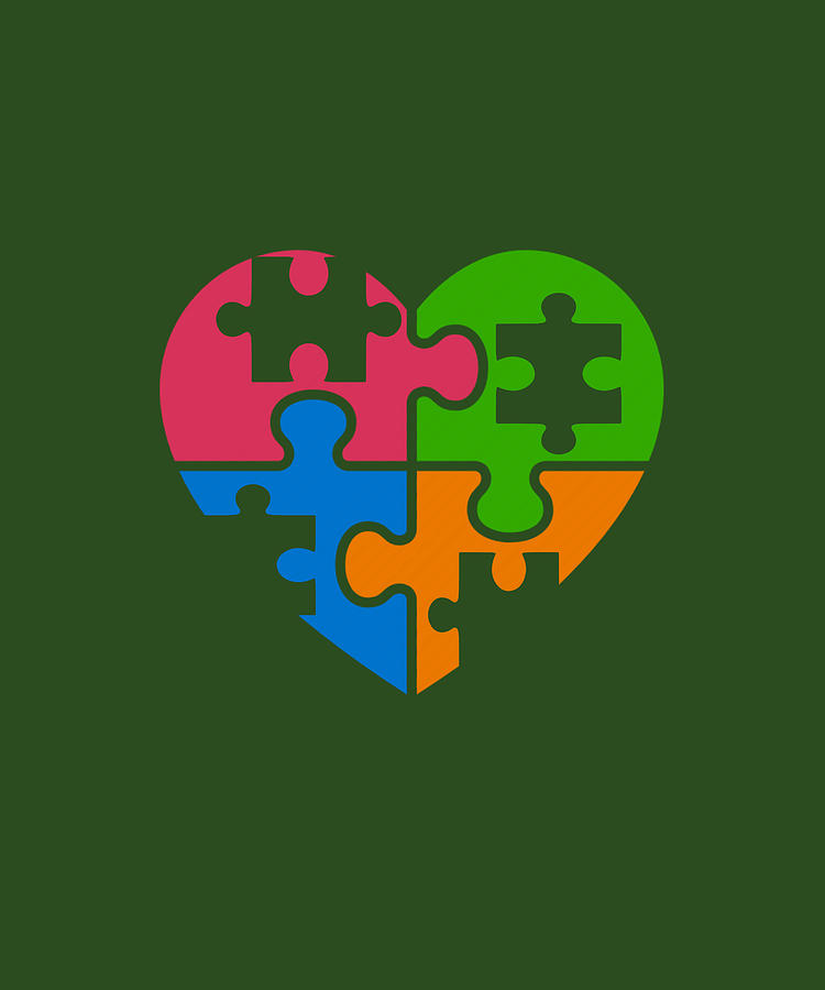 Autism Awareness Autistic Valentines Day Puzzle Heart Feb 14 Tshirt Digital Art By Felix