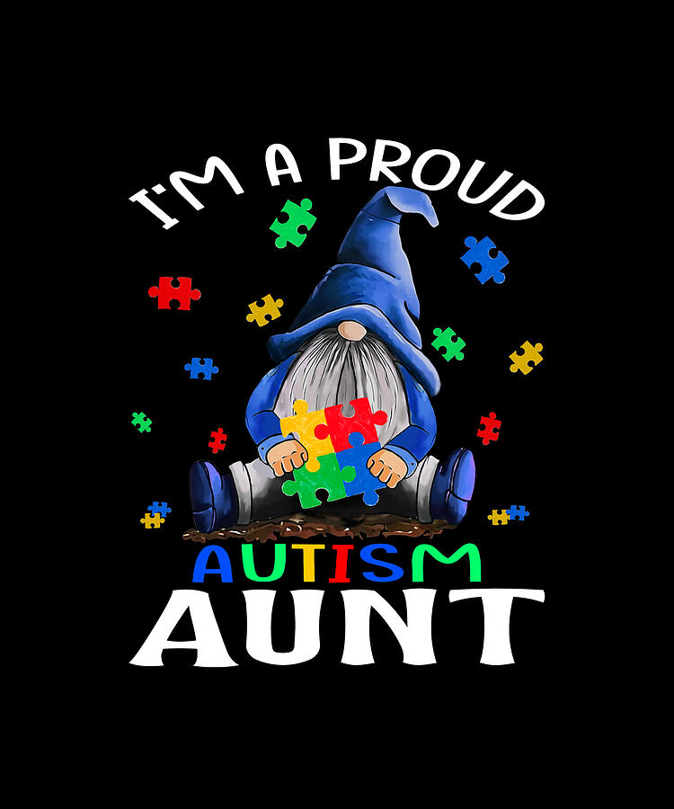 Autism Drawing - Autism Awareness Dabbing Gnomes Proud Autism Aunt T-Shirt by ThePassionShop