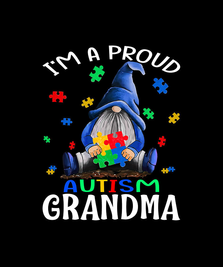 Autism Drawing - Autism Awareness Dabbing Gnomes Proud Autism Grandma T-Shirt by ThePassionShop